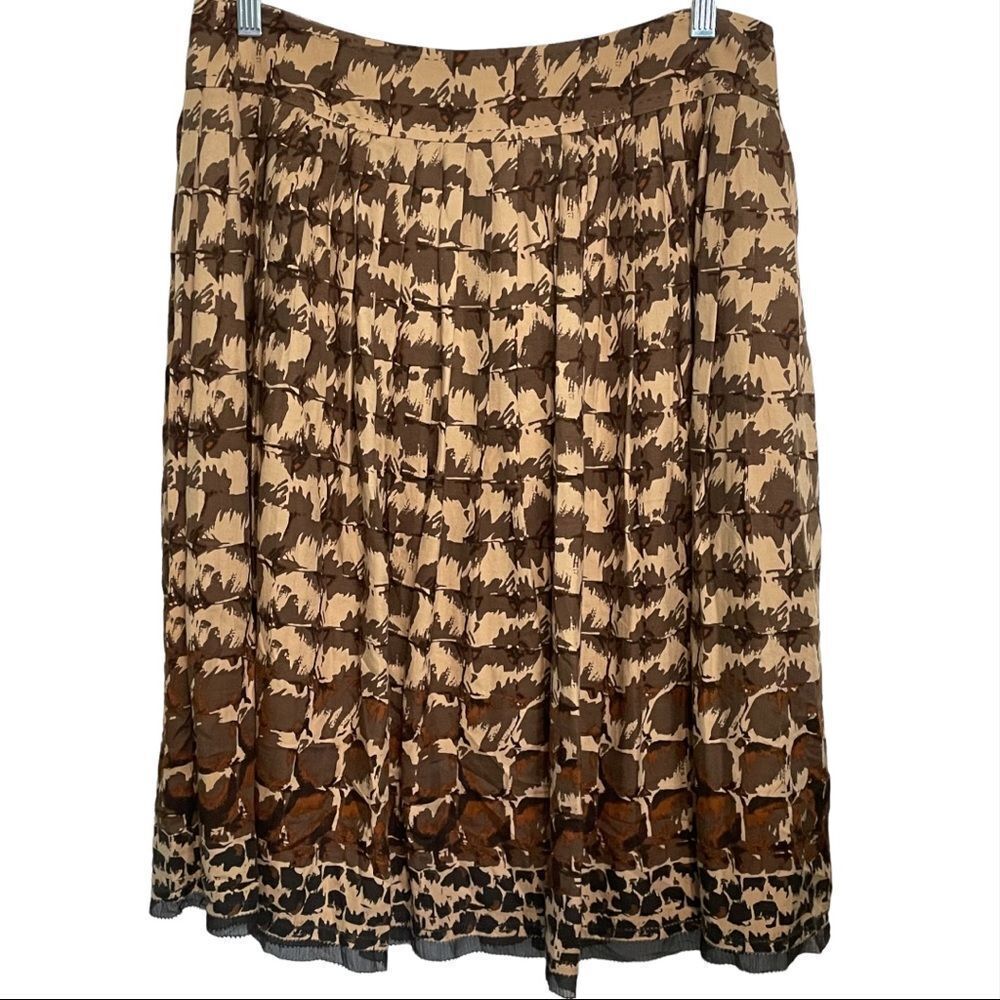 Alfani Women's Pleated Skirt/Midi Length/Brown/A-Line/Cotton Silk Blend/…